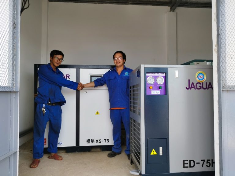 BÀN GIAO BỘ MÁY NÉN KHÍ TRỤC VÍT JAGUAR 75HP/55KW