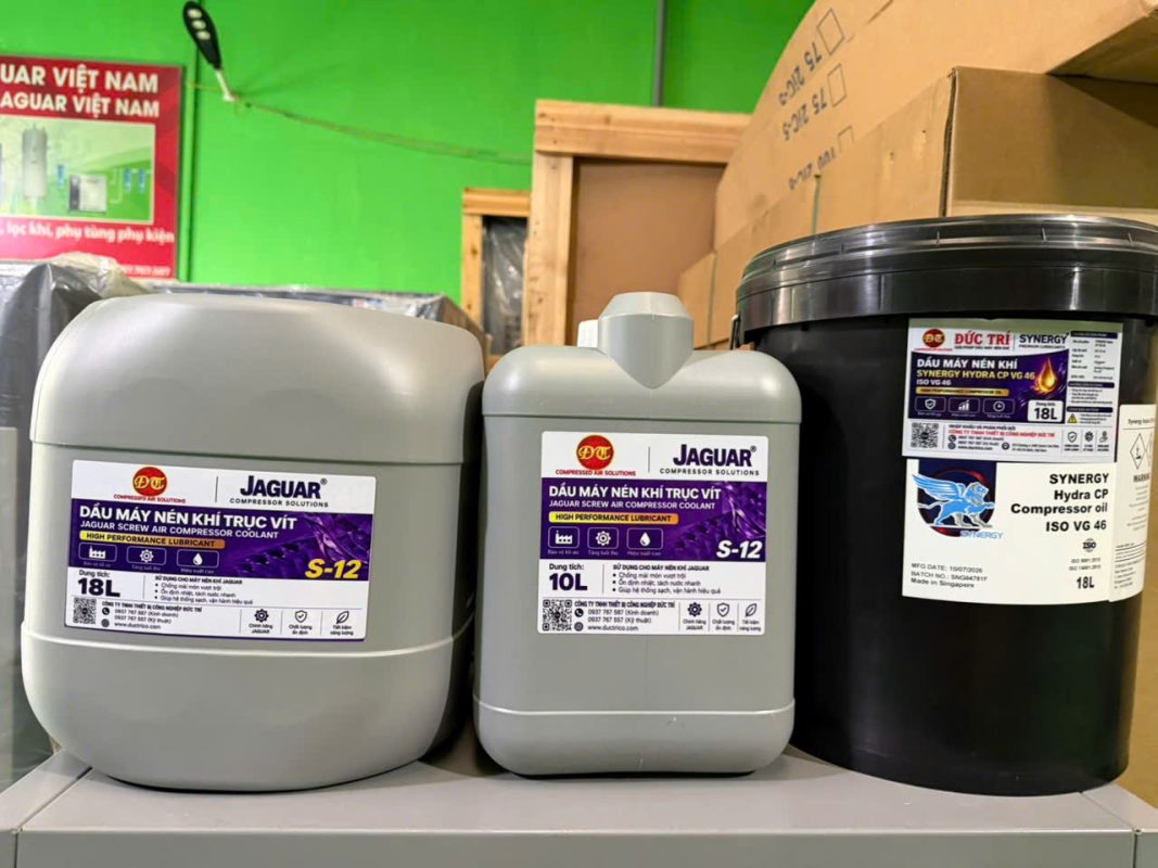 Dầu máy nén khí Jaguar và Synergy VG46 có mặt tại Đức Trí